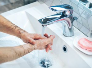 Man is washing hands with soap. Coronavirus pandemic. Covid-19